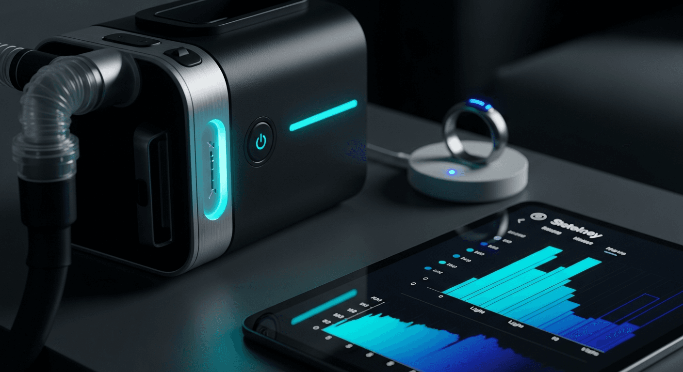 Sleep Biohacking Setup with CPAP and Smart Ring